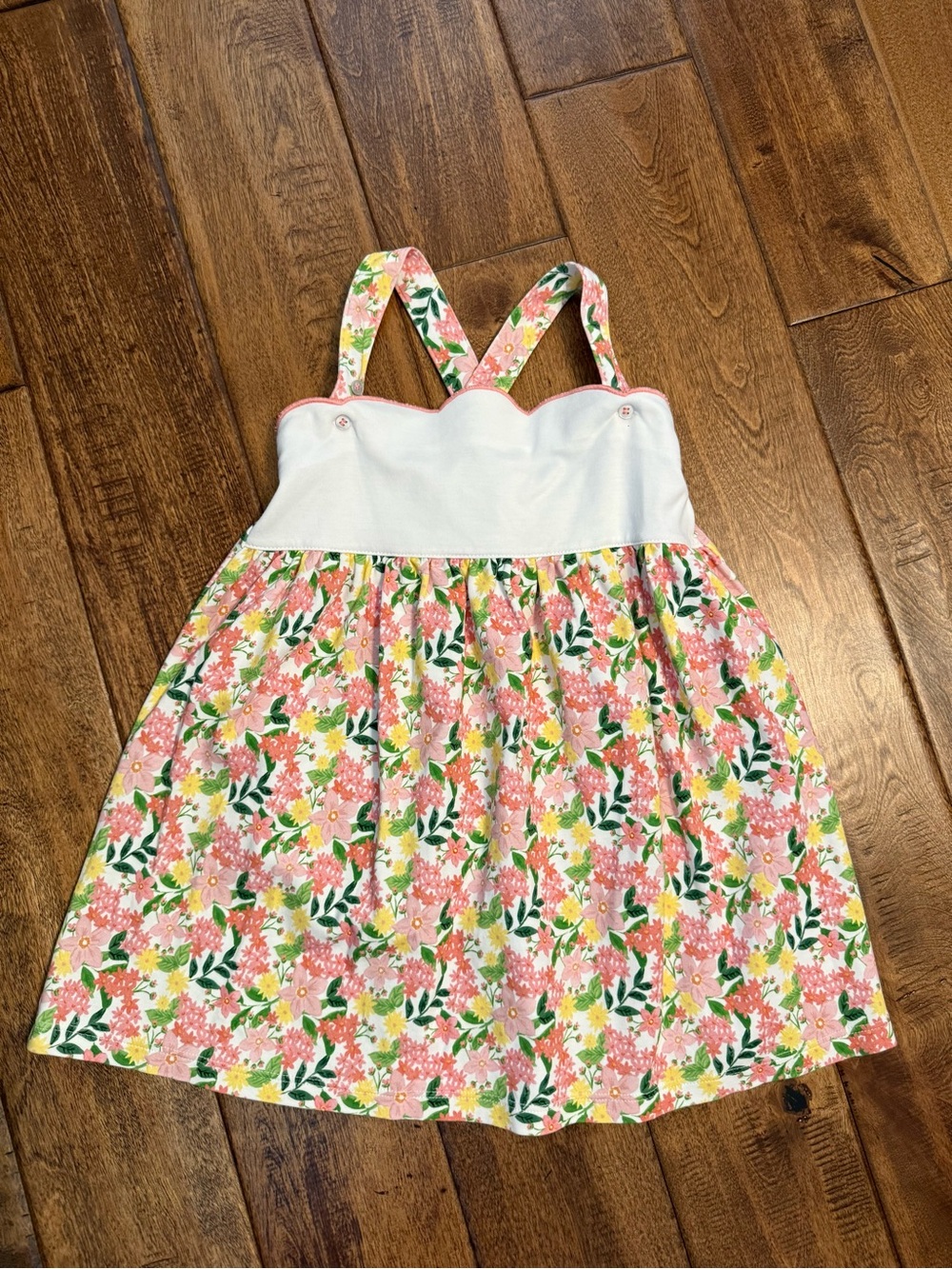 Proper Peony Pink Green floral dress 4t